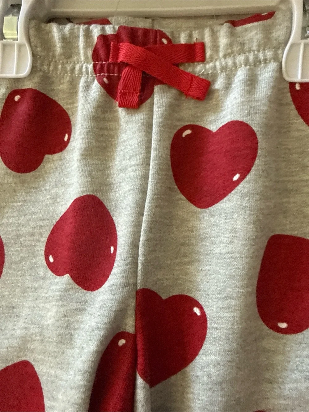 Girls Grey and Red Heart Race Pajama Set NWT